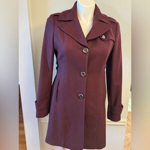Kenneth Cole Women's Deep Burgundy Pea Coat